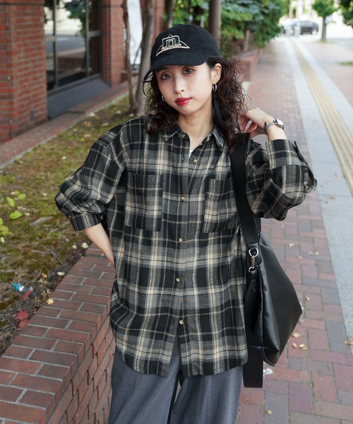 Chillfar(チルファー)の「【2026 AW pre 】ヴィンテージライク長袖チェックシャツ(シャツ/ブラウス・レディース・イエロー/ブラック/ブラウン/ネイビー系・FREE)」の7枚目の写真