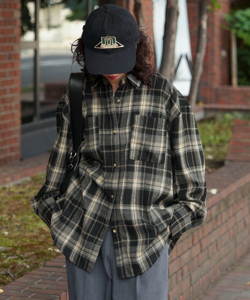 Chillfar(チルファー)の「【2026 AW pre 】ヴィンテージライク長袖チェックシャツ(シャツ/ブラウス・レディース・イエロー/ブラック/ブラウン/ネイビー系・FREE)」の9枚目の写真
