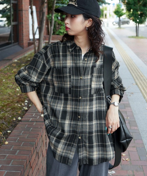 Chillfar(チルファー)の「【2026 AW pre 】ヴィンテージライク長袖チェックシャツ(シャツ/ブラウス・レディース・イエロー/ブラック/ブラウン/ネイビー系・FREE)」の10枚目の写真