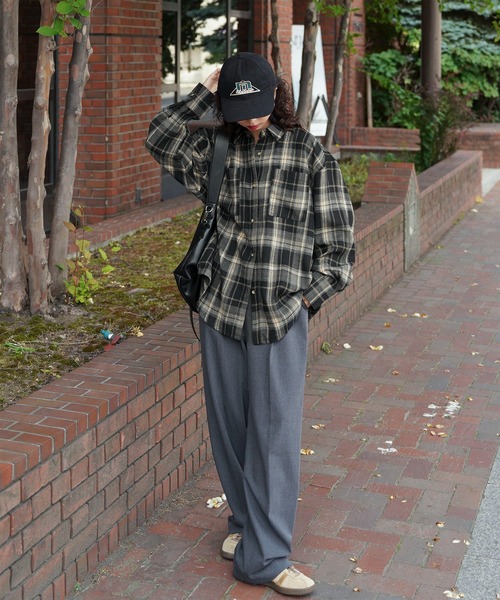 Chillfar(チルファー)の「【2026 AW pre 】ヴィンテージライク長袖チェックシャツ(シャツ/ブラウス・レディース・イエロー/ブラック/ブラウン/ネイビー系・FREE)」の12枚目の写真