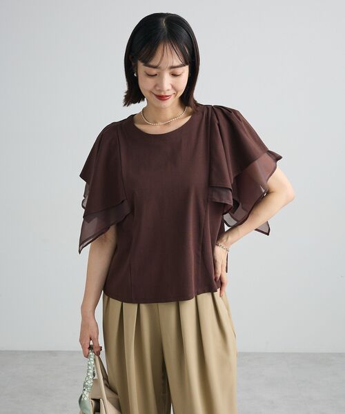 Green Parks(グリーンパークス)の「イレギュラースリーブカットプルオーバー(Tシャツ/カットソー・レディース・ベージュ/ブラック/ブラウン/ホワイト・FREE)」の15枚目の写真