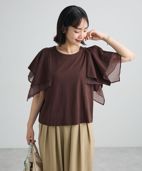 Green Parks(グリーンパークス)の「イレギュラースリーブカットプルオーバー(Tシャツ/カットソー・レディース・ベージュ/ブラック/ブラウン/ホワイト・FREE)」の19枚目の写真