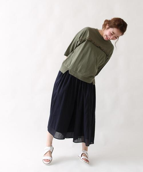 coen(コーエン)の「【Market】フリンジ7分袖プルオーバー(Tシャツ/カットソー・レディース・オフホワイト/オリーブ・MEDIUM/LARGE)」の9枚目の写真