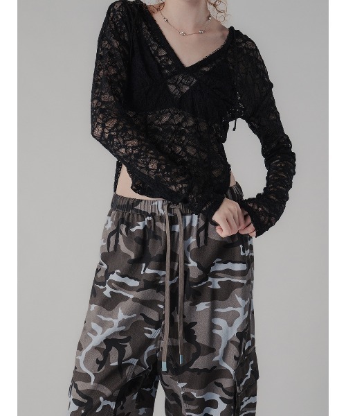 ELCHELE(エルチェレ)の「CAMOUFLAGE CAGO PANTS(デニムパンツ・レディース・グレー/カーキ・38/36)」の18枚目の写真