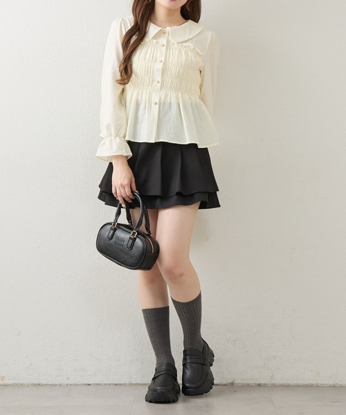 Another Branch olive des olive(アナザーブランチオリーブデオリーブ)の「シャーリングペプラム長袖ブラウス(シャツ/ブラウス・レディース・ブルー/ブラウン/アイボリー/グリーン/ブラック・FREE)」の9枚目の写真
