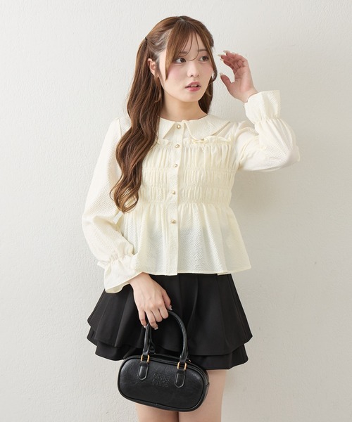 Another Branch olive des olive(アナザーブランチオリーブデオリーブ)の「シャーリングペプラム長袖ブラウス(シャツ/ブラウス・レディース・ブルー/ブラウン/アイボリー/グリーン/ブラック・FREE)」の12枚目の写真