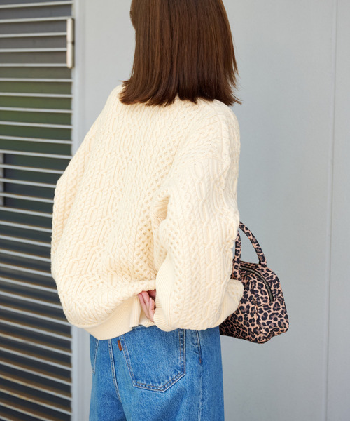 OUTDOOR PRODUCTS（アウトドアプロダクツ）の「FISHERMAN’S SWEATER（ニット/セーター・レディース・ブラウン/アイボリー・FREE）」の6枚目の写真