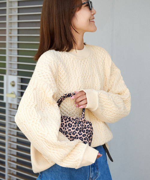 OUTDOOR PRODUCTS（アウトドアプロダクツ）の「FISHERMAN’S SWEATER（ニット/セーター・レディース・ブラウン/アイボリー・FREE）」の7枚目の写真