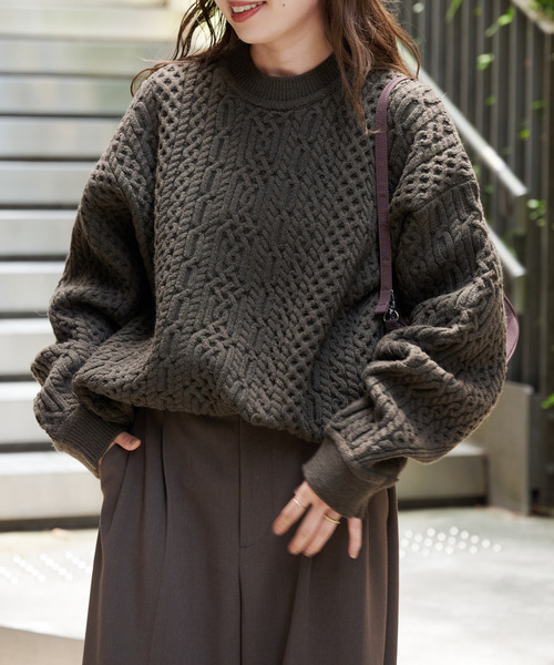 OUTDOOR PRODUCTS（アウトドアプロダクツ）の「FISHERMAN’S SWEATER（ニット/セーター・レディース・ブラウン/アイボリー・FREE）」の20枚目の写真