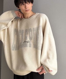 Java（ジャバ）の「《JaVa ジャバコラボ》レトロ配色で、着こなしに遊び心を。MIXヤーン刺繍使いカレッジロゴオーバーサイズ配色ニット（ニット/セーター）」