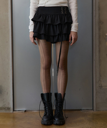 Corset Tiered Skirt Pants Black