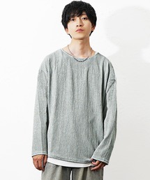 【MinoriTY】楊柳ボートネック長袖ビッグTシャツ メンズ 秋服 ロンT ユニセックス