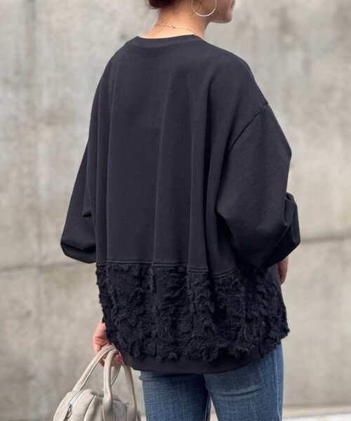 BEARDSLEY(ビアズリー)の「レースキリカエバルーントレーナー(Tシャツ/カットソー・レディース・ブラック/アイボリー・FREE)」の1枚目の写真