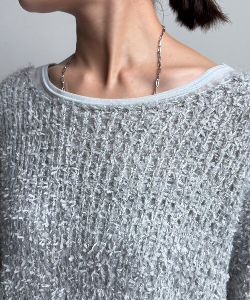 DouDou(ドゥドゥ)の「テープヤーン×モヘアプルオーバー(ニット/セーター・レディース・グレー/ライトベージュ/キャメル・FREE)」の19枚目の写真