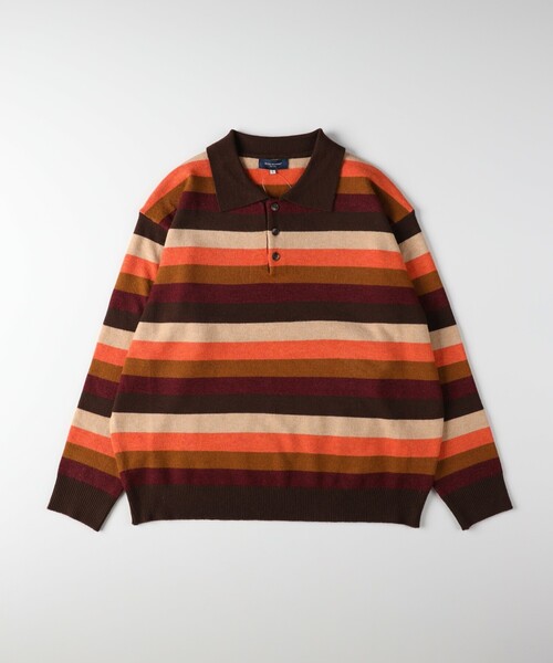 BACK NUMBER(バックナンバー)の「マルチボーダーポロニット(ニット/セーター・メンズ・ブルー系2/ブルー系7/ダークブラウン系2・03/04/05)」の1枚目の写真