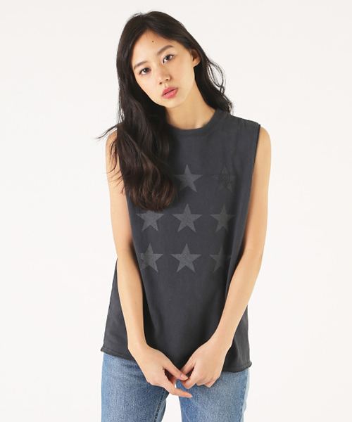 MOUSSY（マウジー）の「STAR PRINT TTJ（タンクトップ・レディース・ホワイト/ブラック・FREE）」の2枚目の写真