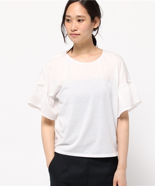 earth music&ecology(アースミュージックアンドエコロジー)の「フレアスリーブプルオーバー(Tシャツ/カットソー・レディース・カーキ/ネイビー/オフホワイト/LT.Gray・FREE)」の13枚目の写真