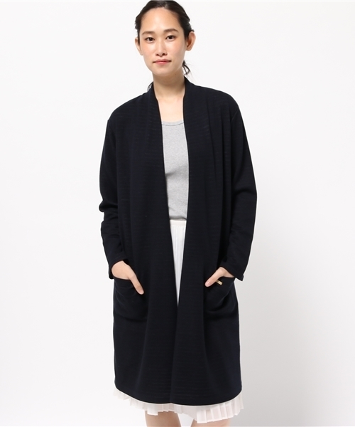 BLUE LABEL CRESTBRIDGE(ブルーレーベルクレストブリッジ)の「ダブルフェイスボーダー ロングカーディガン(その他アウター・レディース・グレー/ベージュ/ネイビー・38)」の3枚目の写真