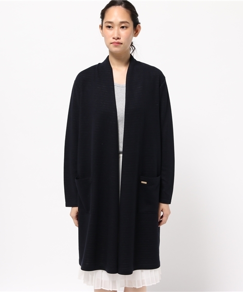 BLUE LABEL CRESTBRIDGE(ブルーレーベルクレストブリッジ)の「ダブルフェイスボーダー ロングカーディガン(その他アウター・レディース・グレー/ベージュ/ネイビー・38)」の10枚目の写真
