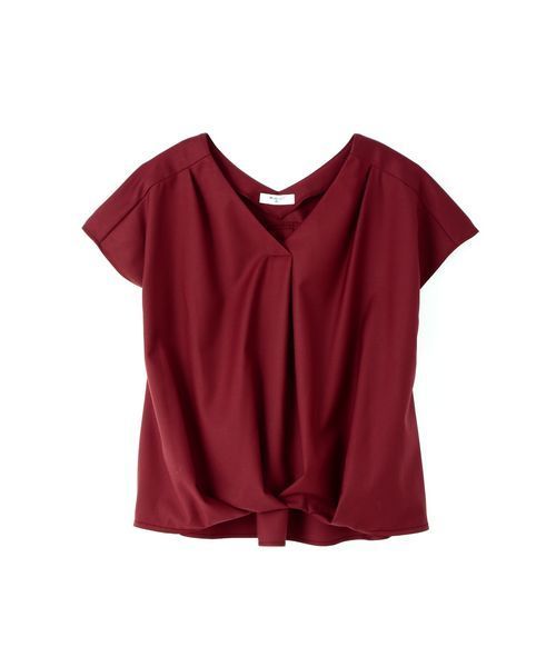 NATURAL BEAUTY BASIC（ナチュラルビューティーベーシック）の「フロントタックブラウス（シャツ/ブラウス・レディース・ネイビー/ホワイト系その他/ボルドー・SMALL/MEDIUM）」の7枚目の写真