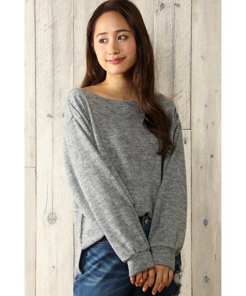 VENCEEXCHANGE（ヴァンスエクスチェンジ）の「起毛オフショルダーニット（ニット/セーター・レディース・オフホワイト/グレー/ブラック・MEDIUM）」の3枚目の写真