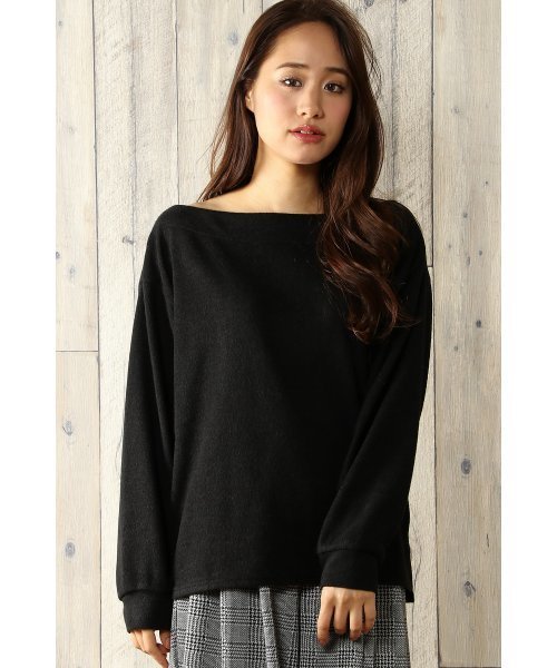 VENCEEXCHANGE（ヴァンスエクスチェンジ）の「起毛オフショルダーニット（ニット/セーター・レディース・オフホワイト/グレー/ブラック・MEDIUM）」の2枚目の写真