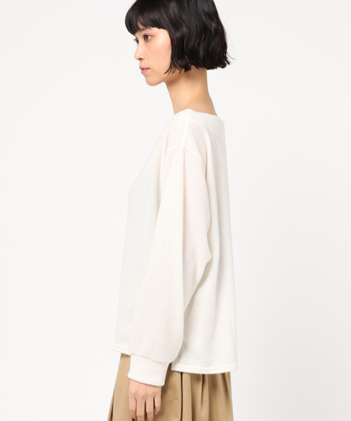 VENCEEXCHANGE（ヴァンスエクスチェンジ）の「起毛オフショルダーニット（ニット/セーター・レディース・オフホワイト/グレー/ブラック・MEDIUM）」の5枚目の写真