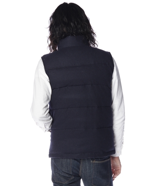 CIAOPANIC（チャオパニック）の「ウール中綿フードベスト（ダウンベスト・メンズ・ネイビー/チャコールグレー・MEDIUM/LARGE）」の9枚目の写真