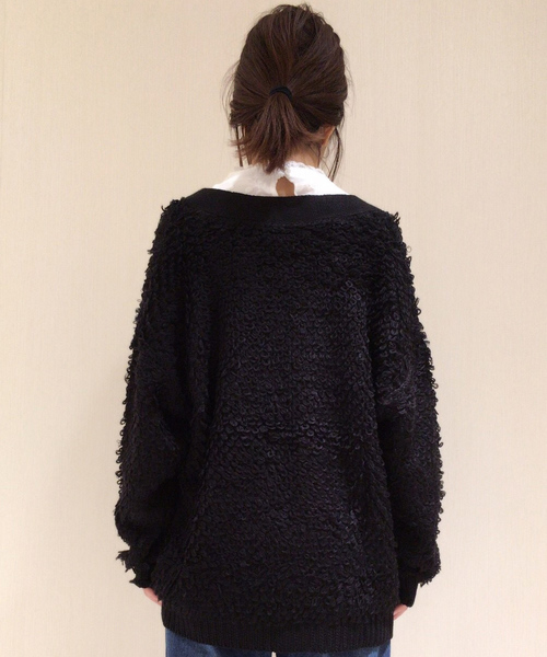 archives（アルシーヴ）の「ループ編みVネックカーディガン（カーディガン/ボレロ・レディース・シルバーグレー/ピンク/ブラック・MEDIUM）」の7枚目の写真