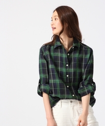 GLOBAL WORK | フレンチリネンチェックシャツ長袖/738305(シャツ/ブラウス)