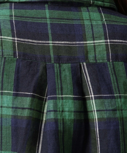 GLOBAL WORK（グローバルワーク）の「フレンチリネンチェックシャツ長袖/738305（シャツ/ブラウス・レディース・ブルー/ピンク/ホワイト/ネイビー・LARGE/MEDIUM/SMALL）」の10枚目の写真