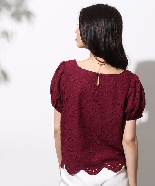ROPE' PICNIC（ロペピクニック）の「カットワークボリュームスリーブブラウス（シャツ/ブラウス・レディース・ホワイト系その他/ブラック/ワイン・38）」の5枚目の写真