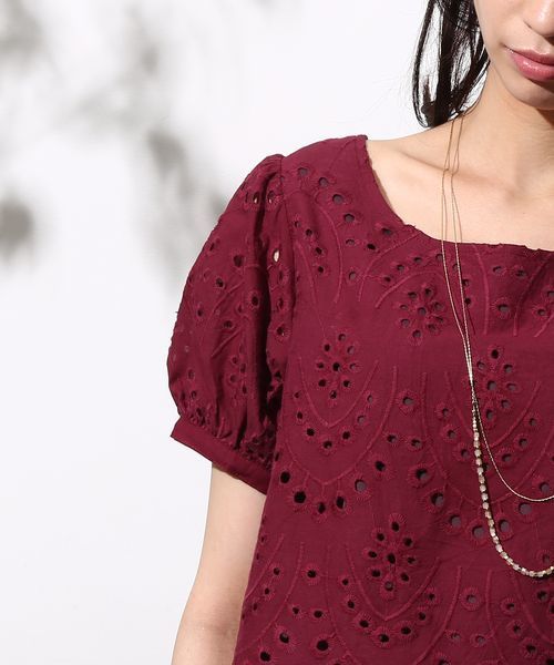 ROPE' PICNIC（ロペピクニック）の「カットワークボリュームスリーブブラウス（シャツ/ブラウス・レディース・ホワイト系その他/ブラック/ワイン・38）」の7枚目の写真