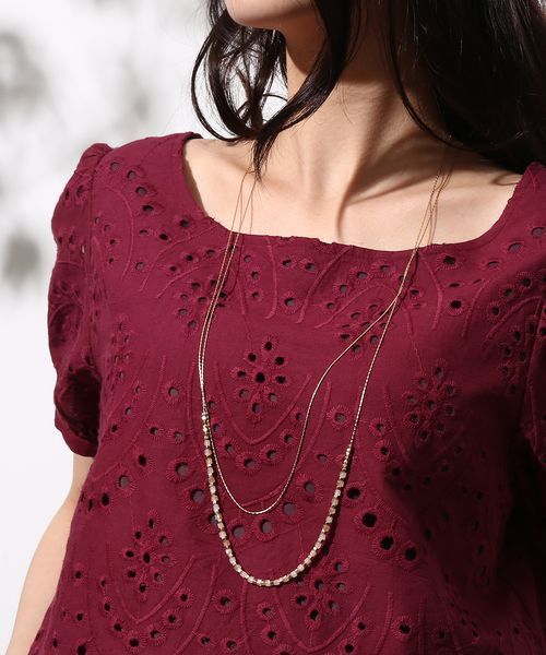 ROPE' PICNIC（ロペピクニック）の「カットワークボリュームスリーブブラウス（シャツ/ブラウス・レディース・ホワイト系その他/ブラック/ワイン・38）」の9枚目の写真