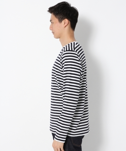 GLOBAL WORK（グローバルワーク）の「スーピマボーダークルー長袖/759675（Tシャツ/カットソー・メンズ・ワインレッド/ブラック/イエロー・X-LARGE/LARGE/SMALL/MEDIUM）」の4枚目の写真