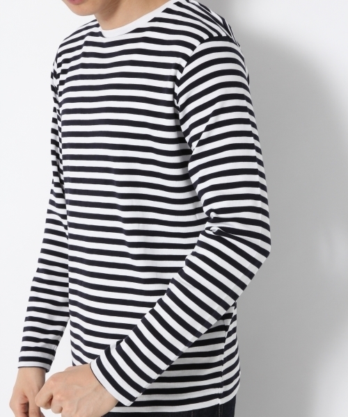 GLOBAL WORK（グローバルワーク）の「スーピマボーダークルー長袖/759675（Tシャツ/カットソー・メンズ・ワインレッド/ブラック/イエロー・X-LARGE/LARGE/SMALL/MEDIUM）」の7枚目の写真