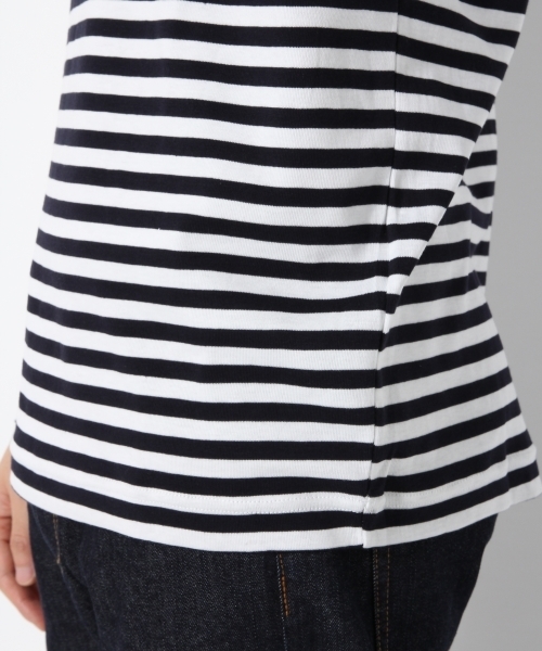 GLOBAL WORK（グローバルワーク）の「スーピマボーダークルー長袖/759675（Tシャツ/カットソー・メンズ・ワインレッド/ブラック/イエロー・X-LARGE/LARGE/SMALL/MEDIUM）」の9枚目の写真