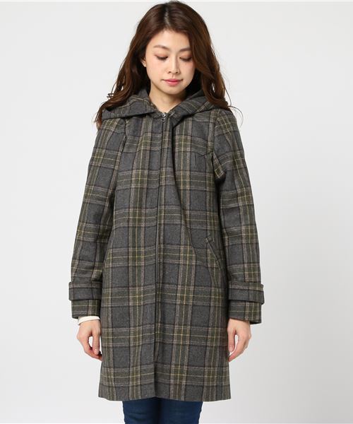 LBC（エルビーシー）の「TR無地/チェックフードコート（その他アウター・レディース・グレー/ライトブラウン・LARGE/MEDIUM）」の6枚目の写真