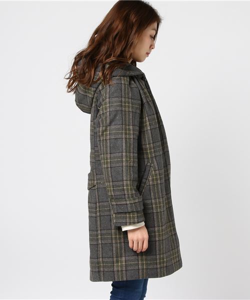 LBC（エルビーシー）の「TR無地/チェックフードコート（その他アウター・レディース・グレー/ライトブラウン・LARGE/MEDIUM）」の7枚目の写真