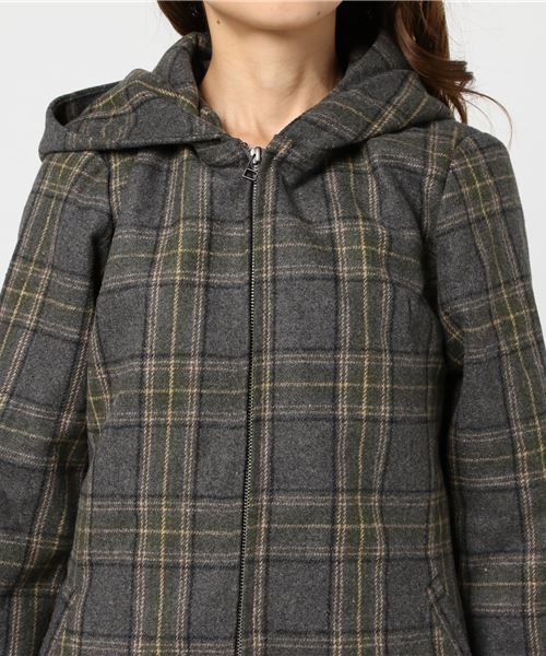 LBC（エルビーシー）の「TR無地/チェックフードコート（その他アウター・レディース・グレー/ライトブラウン・LARGE/MEDIUM）」の3枚目の写真