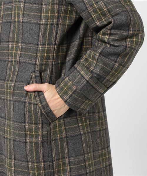 LBC（エルビーシー）の「TR無地/チェックフードコート（その他アウター・レディース・グレー/ライトブラウン・LARGE/MEDIUM）」の10枚目の写真