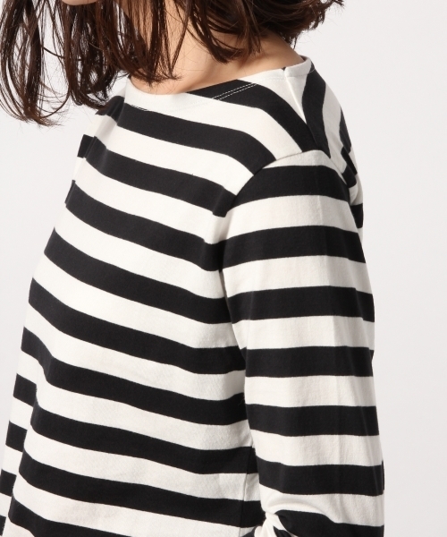 GLOBAL WORK（グローバルワーク）の「テンジクマリンボーダープルオーバー8分袖/777479（Tシャツ/カットソー・レディース・その他/ミント/ライトベージュ/クリアレッド・LARGE/MEDIUM）」の10枚目の写真