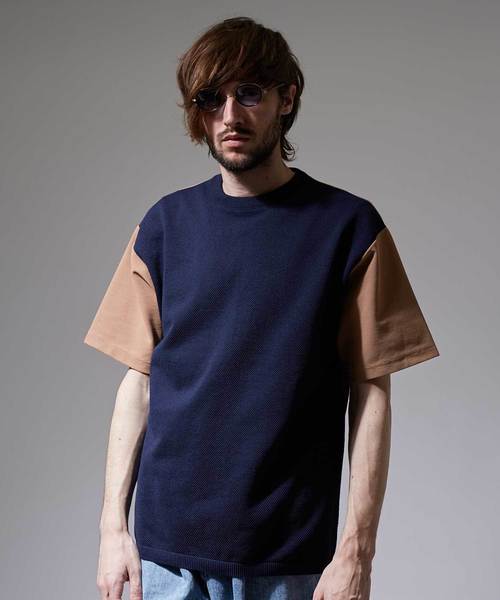 UNITED TOKYO（ユナイテッドトウキョウ）の「コンビプルオーバーニット（ニット/セーター・メンズ・ネイビー/ベージュ/オフホワイト・1/2/3）」の9枚目の写真