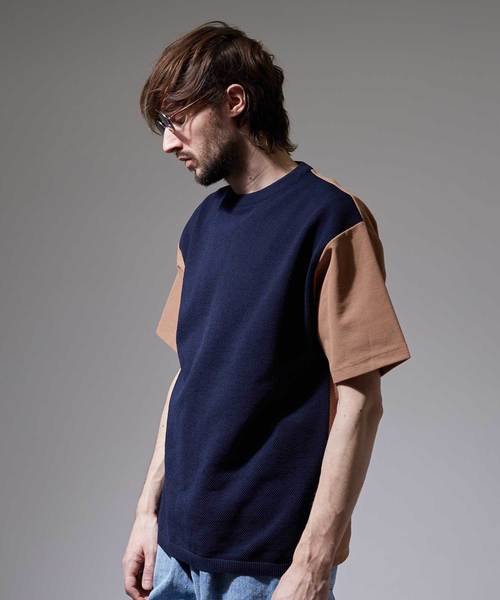 UNITED TOKYO（ユナイテッドトウキョウ）の「コンビプルオーバーニット（ニット/セーター・メンズ・ネイビー/ベージュ/オフホワイト・1/2/3）」の8枚目の写真