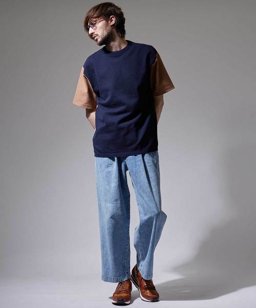 UNITED TOKYO（ユナイテッドトウキョウ）の「コンビプルオーバーニット（ニット/セーター・メンズ・ネイビー/ベージュ/オフホワイト・1/2/3）」の4枚目の写真