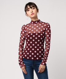 G.V.G.V flocked mesh high neck top
