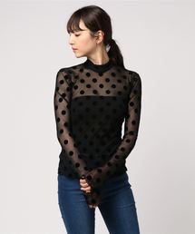 G.V.G.V flocked mesh high neck top