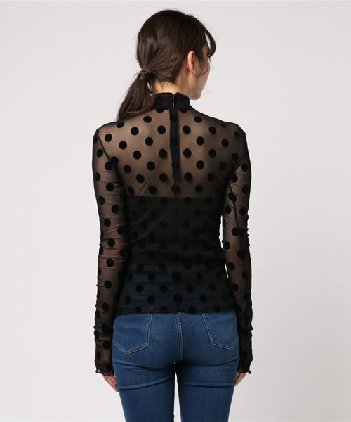 G.V.G.V.(ジーヴィージーヴィー)の「G.V.G.V flocked mesh high neck top(シャツ/ブラウス・レディース・ブラック/レッド・FREE)」の4枚目の写真