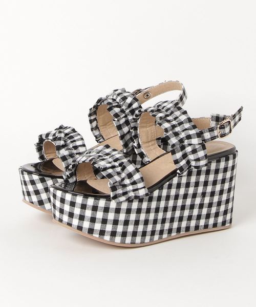 WEGO（ウィゴー）の「WEGO/フリル厚底サンダル（サンダル・レディース・ブラック/その他1/ライトインディゴブルー・LARGE/MEDIUM）」の6枚目の写真