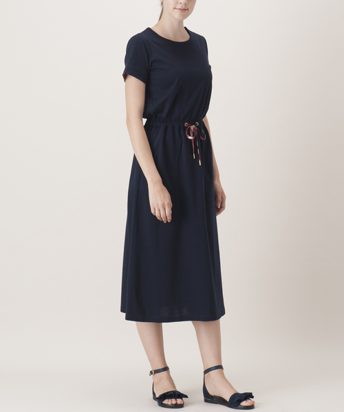 極美品ブルーレーベルクレストブリッジ シルケットバイオポンチ マキシ丈ワンピース BLUE LABEL CRESTBRIDGE（ブルーレーベルクレストブリッジ）の